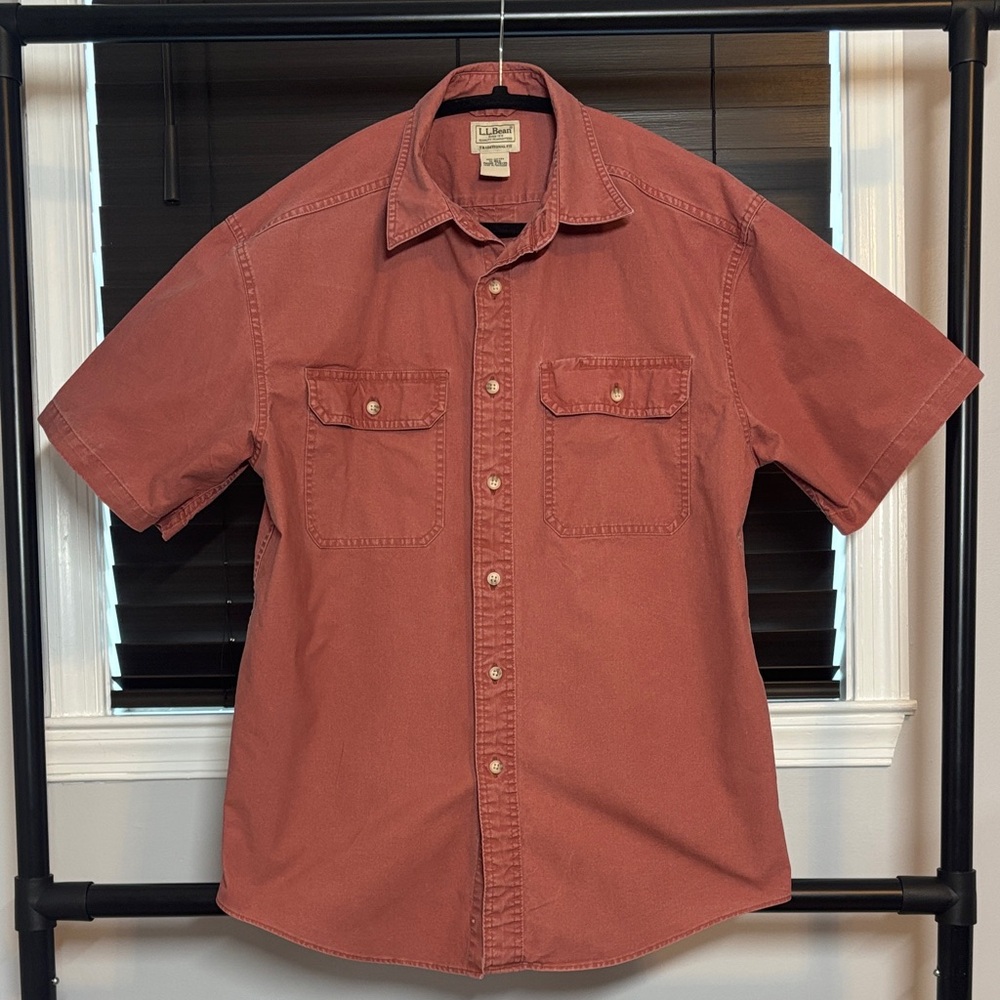 L.L. Bean Men's Brick Red Casual Button Down Shirt